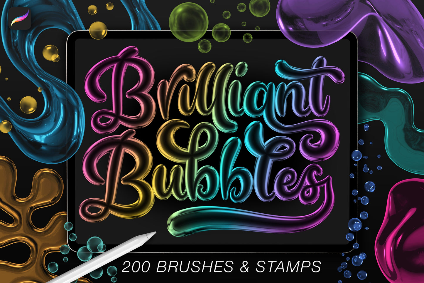 Brilliant Bubbles | 200 Brushes for Procreate