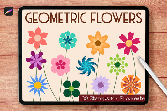 Geometric Flower Procreate Brush Stamps