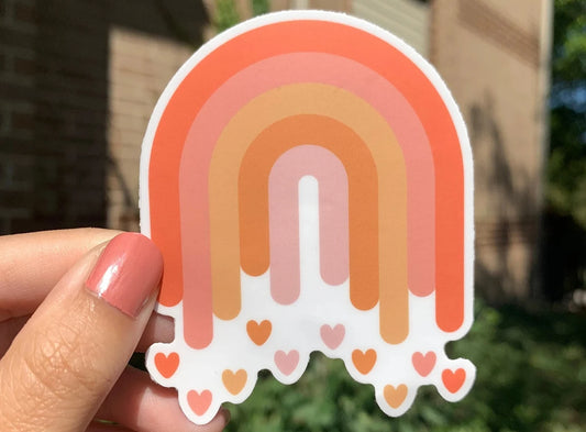 Rainbow Heart Raindrops Sticker