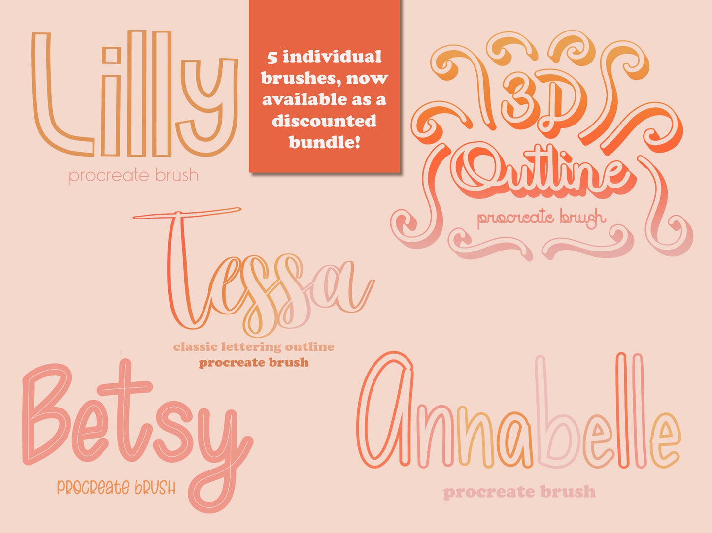 Outline Lettering Procreate Brushes