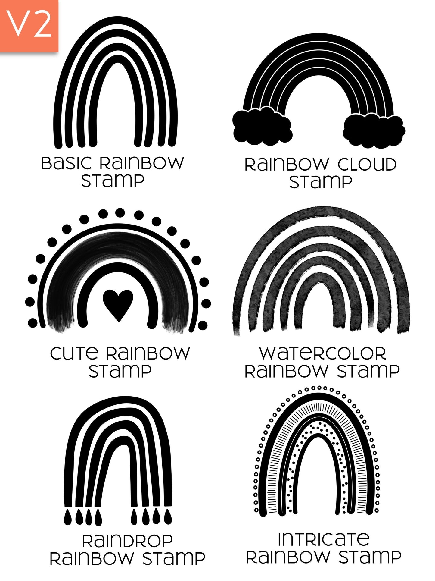 Rainbow Procreate Stamp Brush Bundle, 24 Stamps