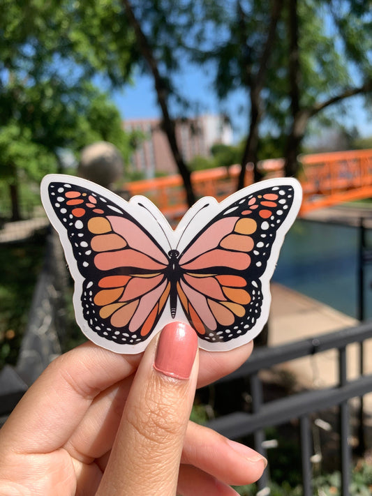 Peach Butterfly Glossy Sticker