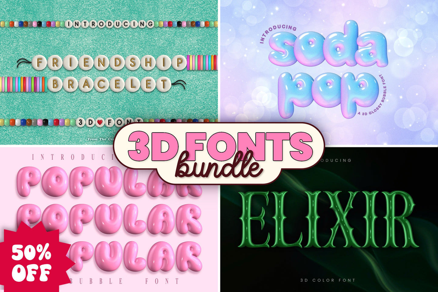 3D Font Bundle Pt. 2 | 50% off!