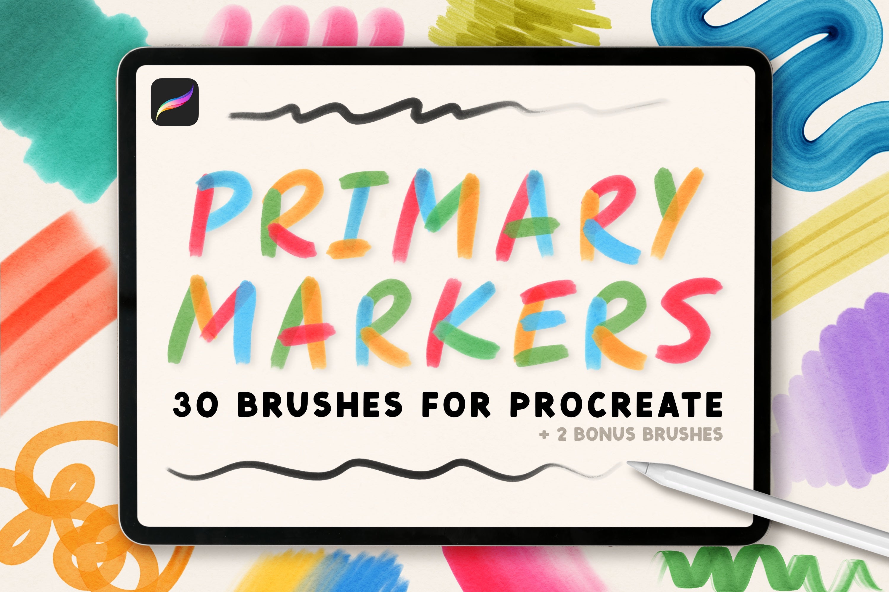 Primary Marker Brushes for Procreate – The Creative Bix