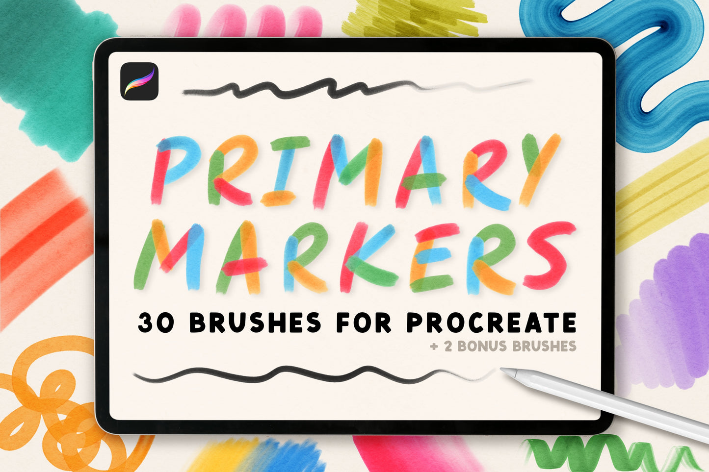 Primary Marker Brushes for Procreate