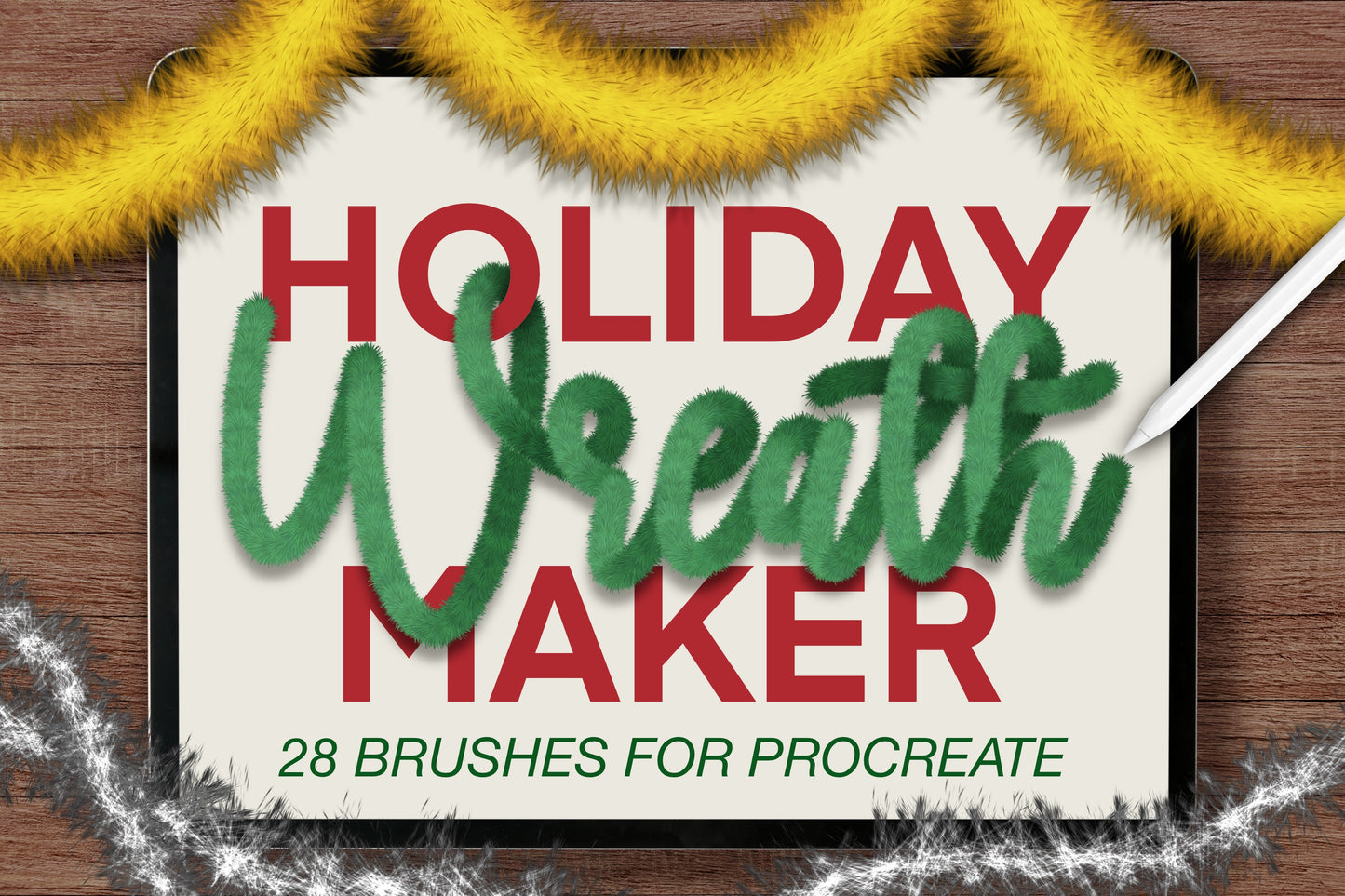 Holiday Wreath Maker |  28 Procreate Brushes