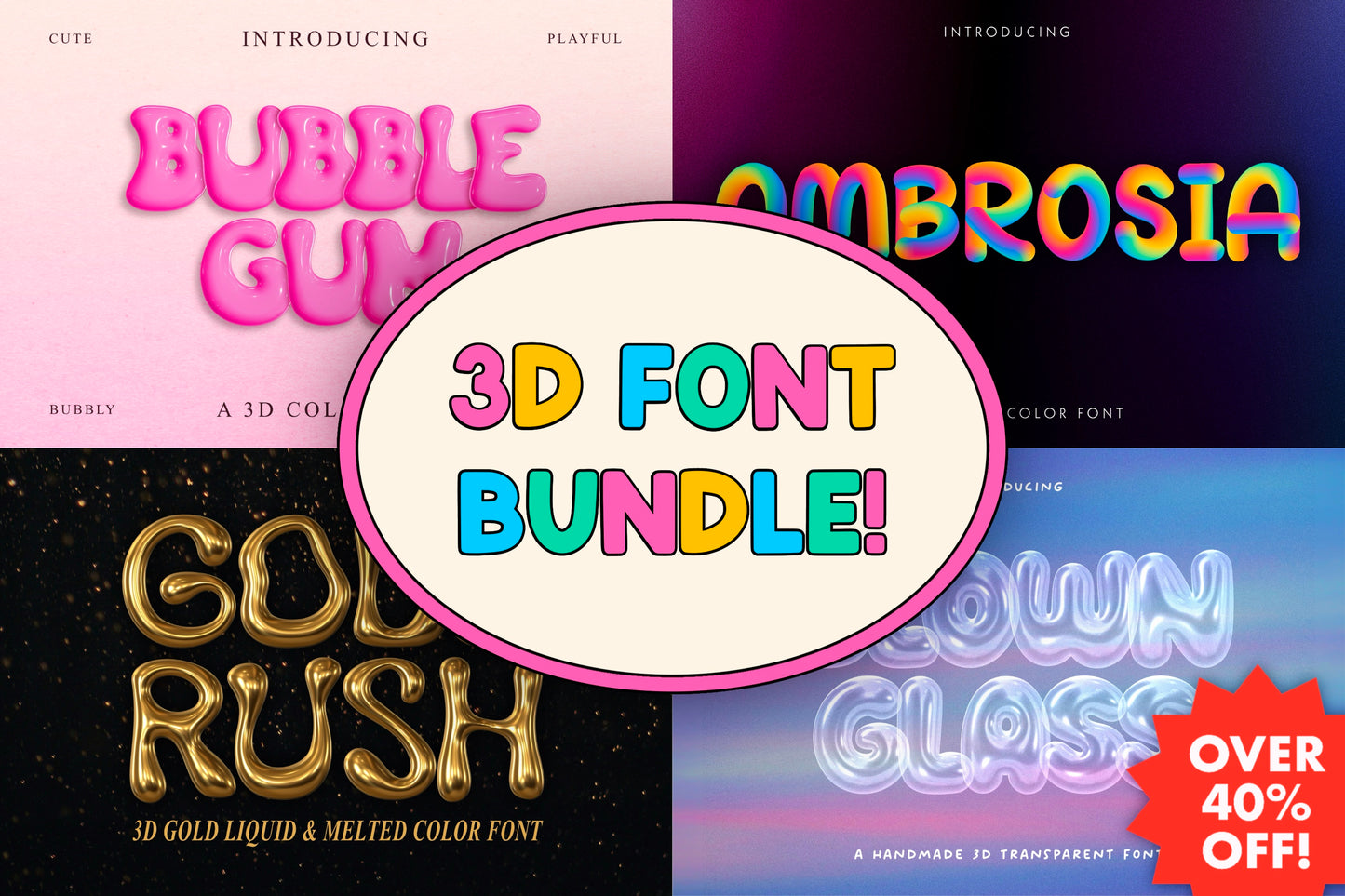 3D Font Bundle | Over 40% off!