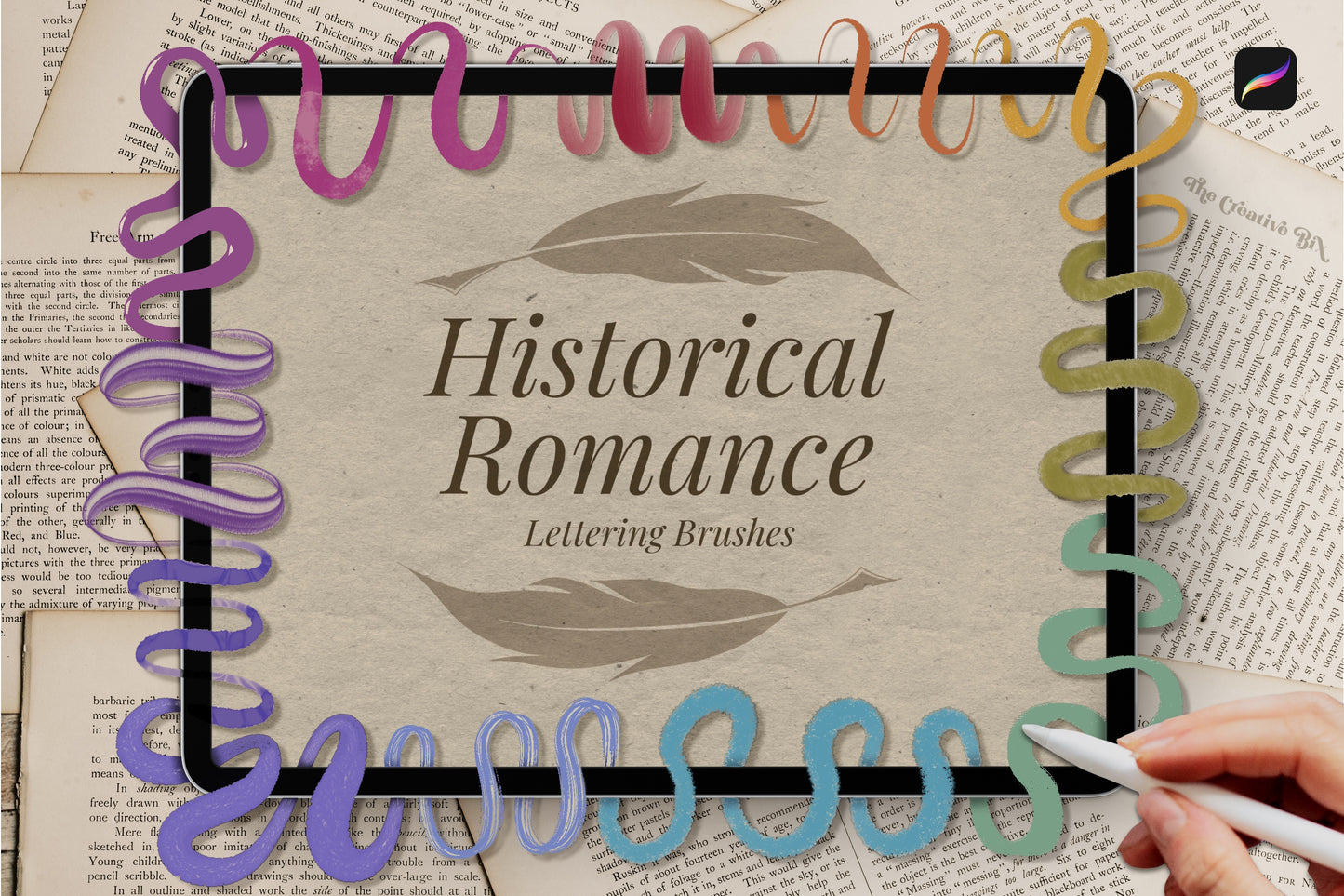 Historical Romance Lettering Brushes for Procreate