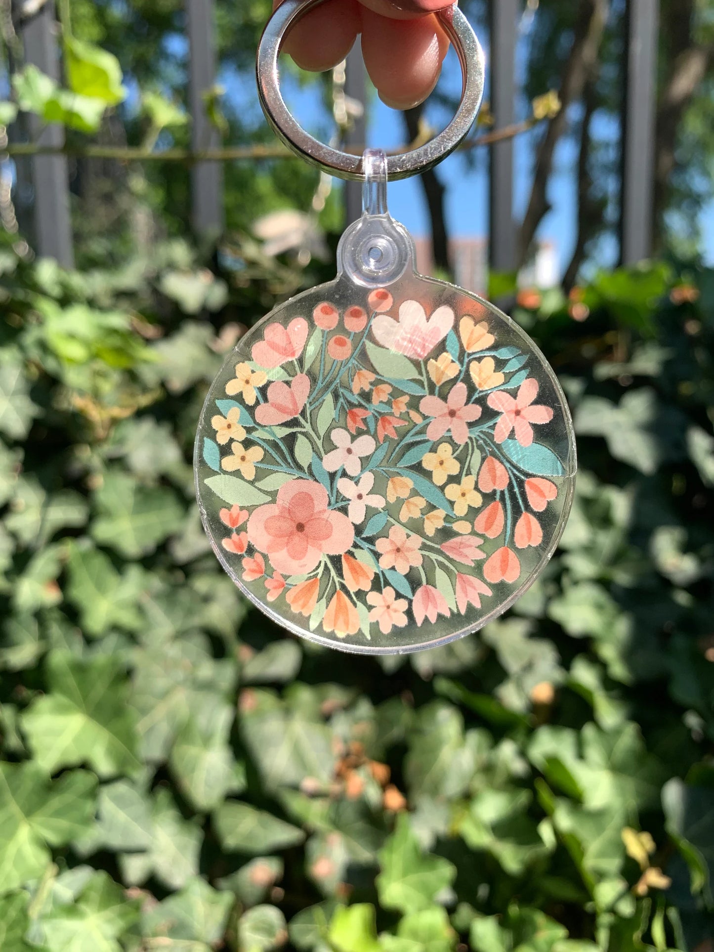 Flower Bouquet Clear Keychain