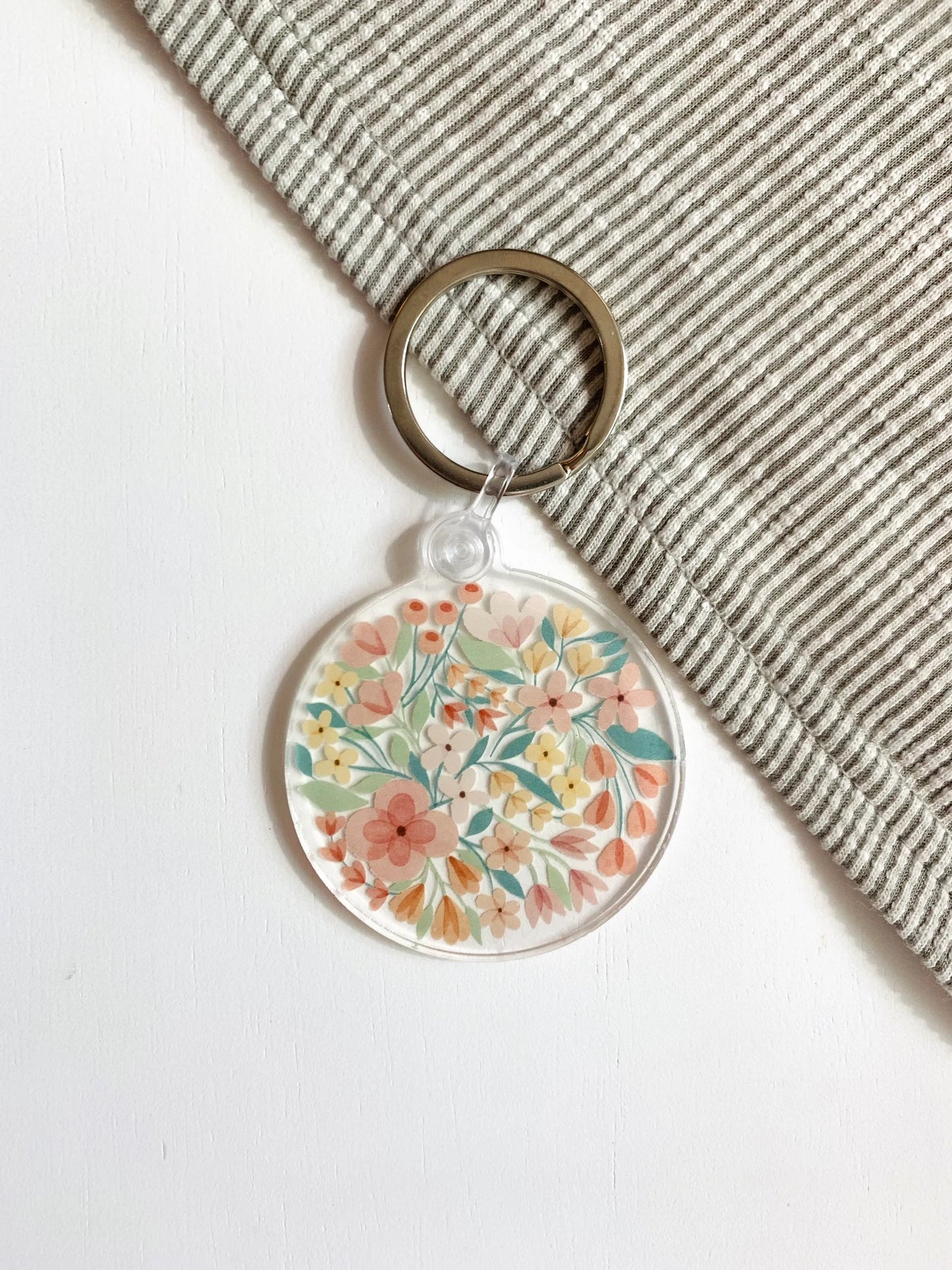 Flower Bouquet Clear Keychain