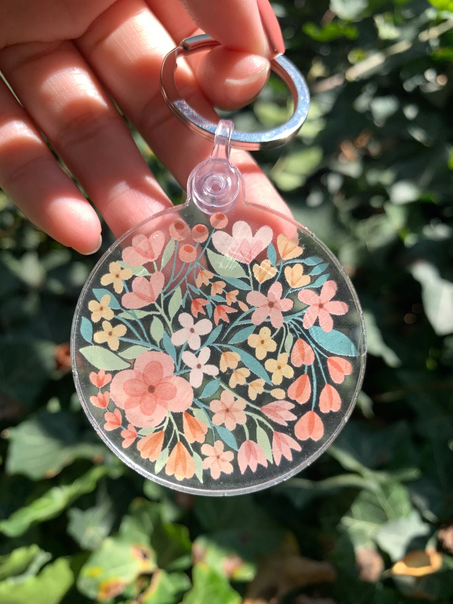 Flower Bouquet Clear Keychain