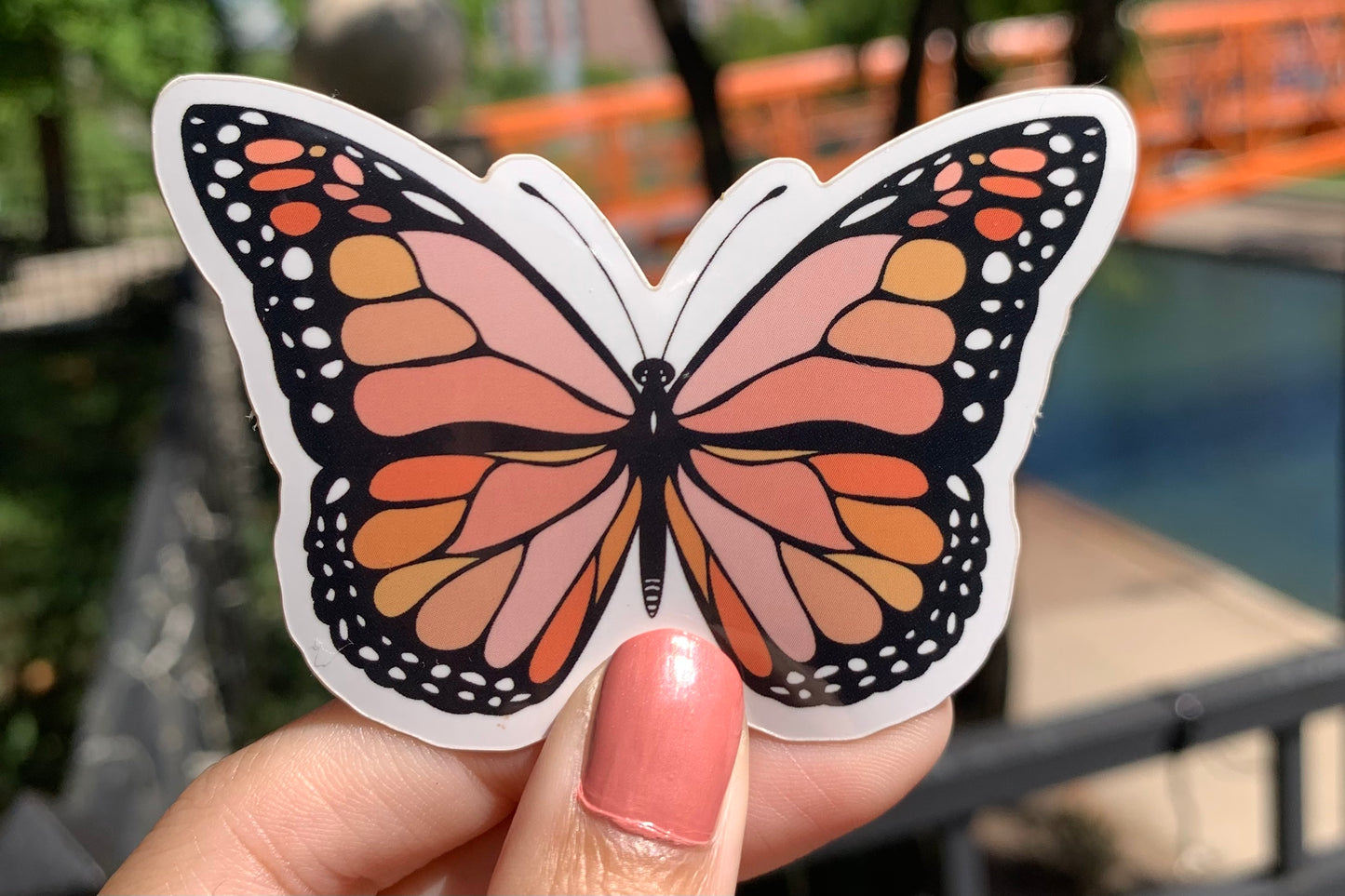 Peach Butterfly Glossy Sticker