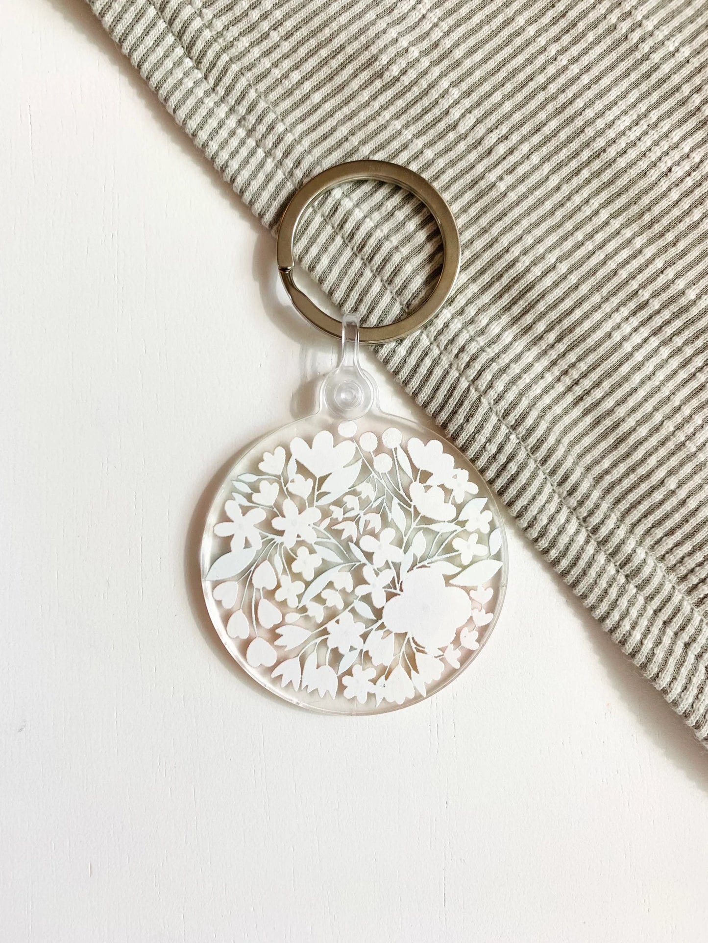 Flower Bouquet Clear Keychain