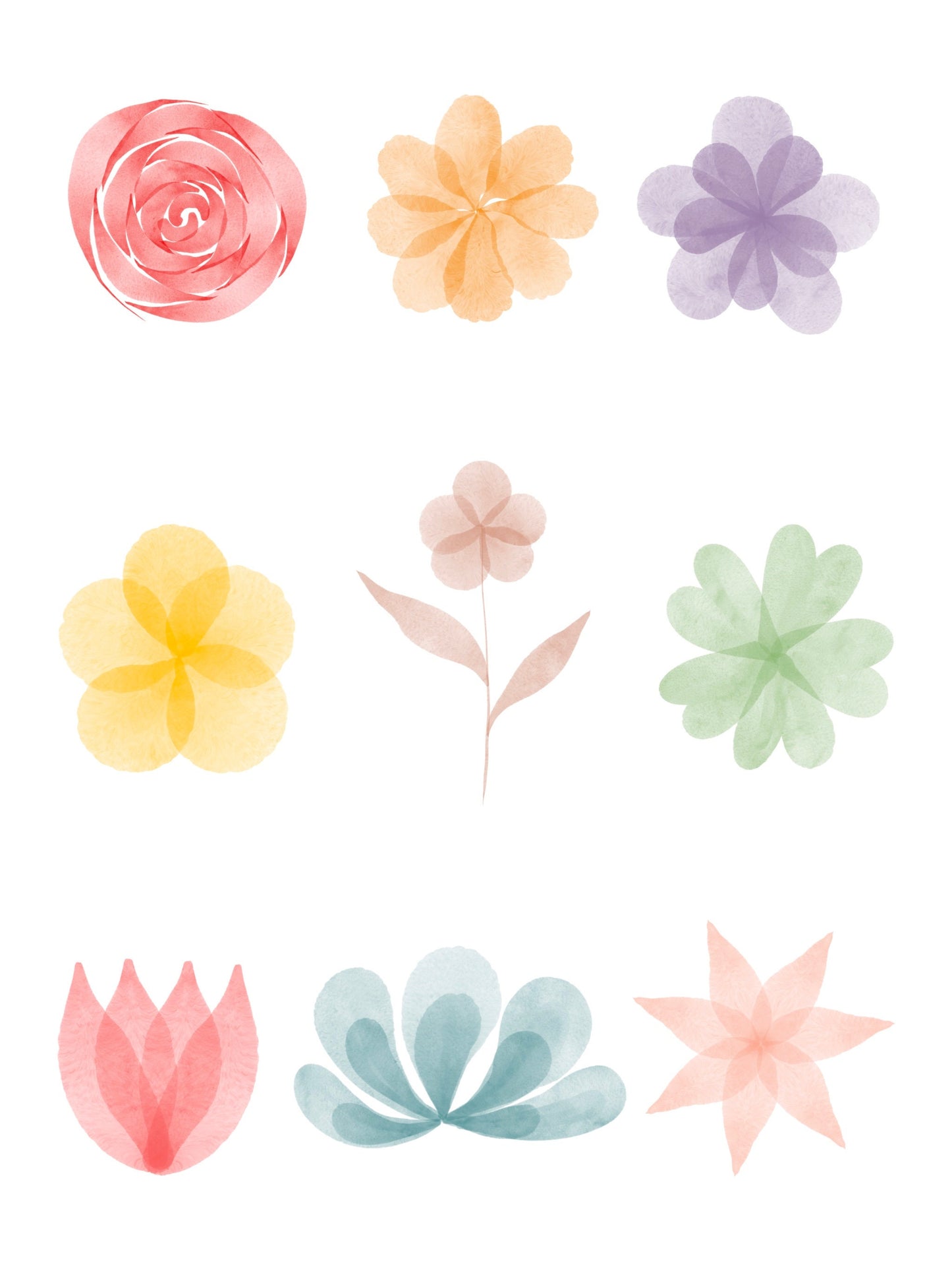 Floral Watercolor Brush Stamps
