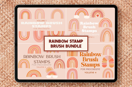 Rainbow Procreate Stamp Brush Bundle, 24 Stamps